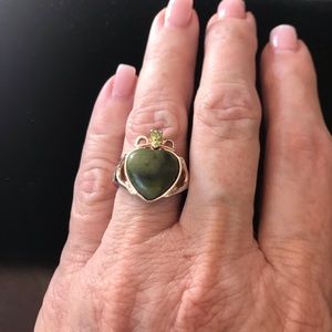 Connemara Marble & Peridot Size 6.5 Sterling Silver Ring From Ireland